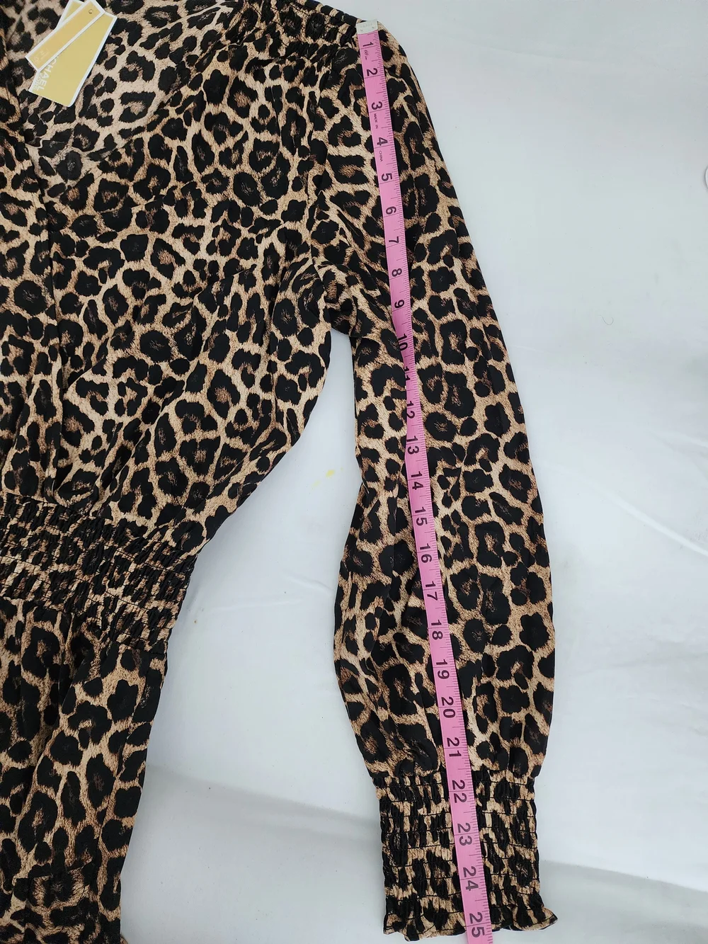 Michael Kors Brown Leopard Print Long Sleeve Ruffle Dress